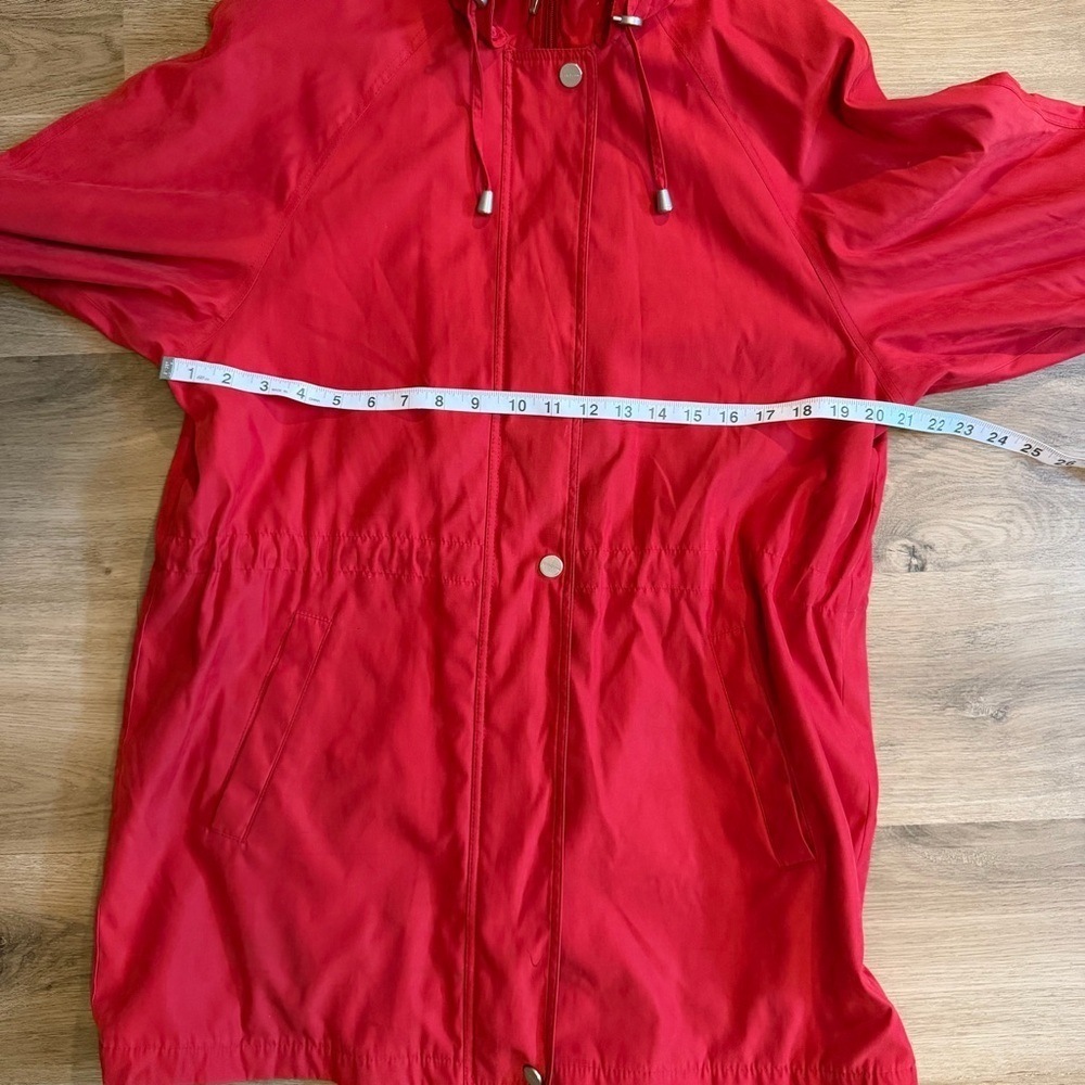 Liz Claiborne Red Hooded Utility Anorak Coat Size M - Picture 8 of 13